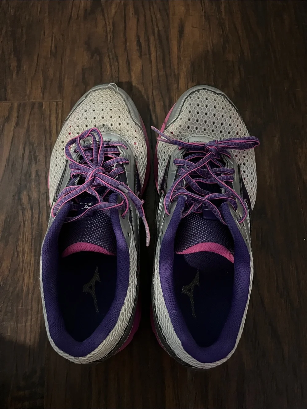Mizuno Women's Mesh Running Shoes in White, Purple & Pink